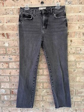 Free People High Rise Cropped Skinny Jeans, Faded Black, Raw Hem, Size 27